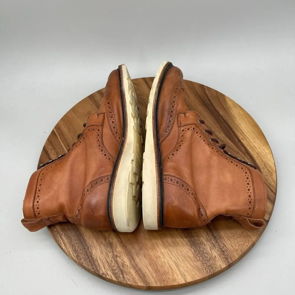 Allen Edmonds Boots Mens Size 12 D Wingtip Dress Walnut Leather Burnished